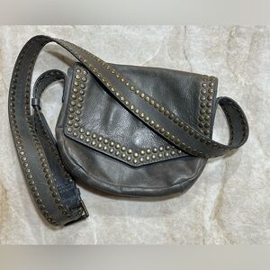 Treasure & Bond Studded Gray Leather Crossbody Bag